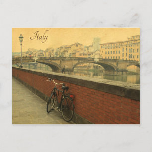 Cartão Postal De Festividades Ponte Vecchio Florence Itália Feriado Vintage
