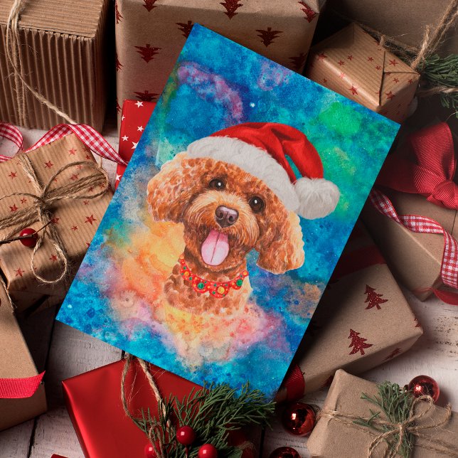 Cartão Postal De Festividades Poodle Breed Dog Christmas (Criador carregado)