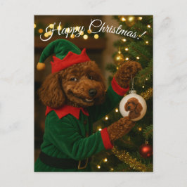 Cartão Postal De Festividades Poodle Christmas postcard