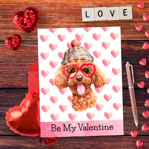 Cartão Postal De Festividades Poodle Engraçado Seja Meu Namorado Cachorro Dia do