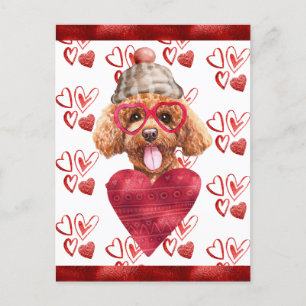 Cartão Postal De Festividades Poodle Hearts Dog Lover Namorados Gift