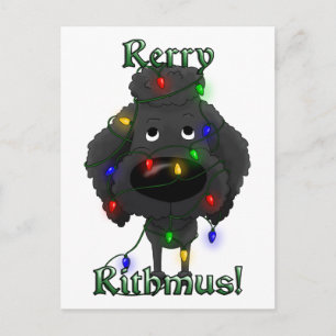 Cartão Postal De Festividades Poodle - Luzes de Natal