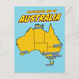 Cartão Postal De Festividades Pop Art Ilustrado Austrália