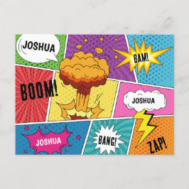 Cartão Postal De Festividades Pop de Arte Personalizada do Livro Quadrado Colori