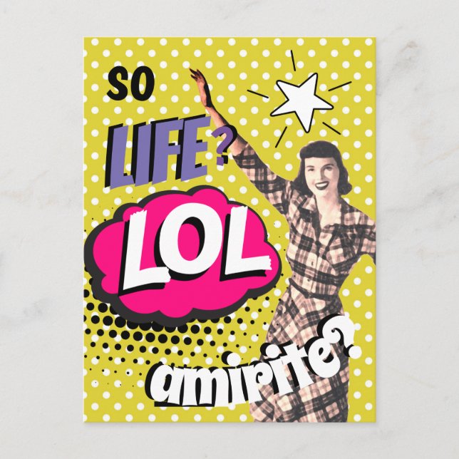 Cartão Postal De Festividades Pop de revista em quadrinhos (Frente)