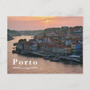 Cartão Postal De Festividades Pôr do sol à beira rio no Porto Portugal