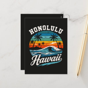 Cartão Postal De Festividades Pôr do sol de surf em Honolulu Havaí