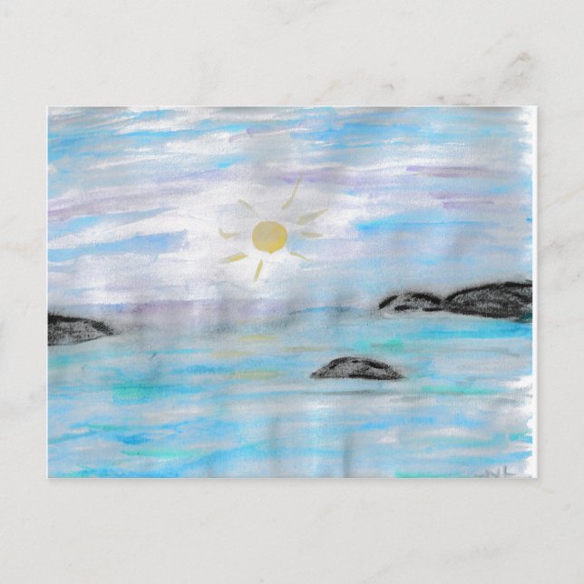 Cartão Postal De Festividades Pôr do sol na água (Frente)