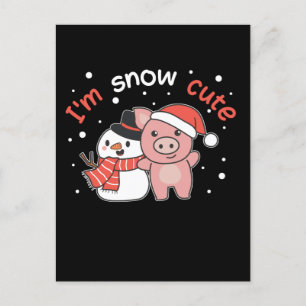 Cartão Postal De Festividades Porco Eu Sou Neve Bonito Boneco de Neve Piada de N