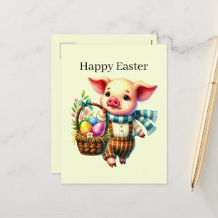 Cartão Postal De Festividades Porco felz pascoa