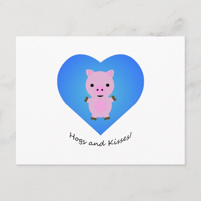 Cartão Postal De Festividades Porco Hoge Kisses (Frente)