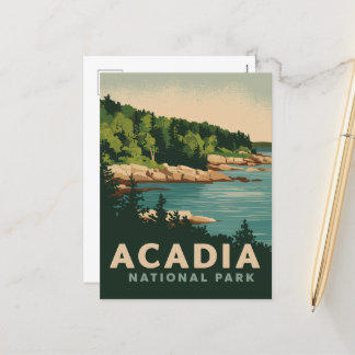 Cartão Postal De Festividades Porto Bar do Parque Nacional Retro Acadia