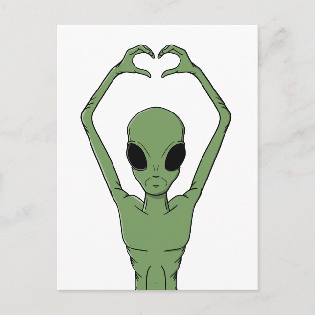 Cartão Postal De Festividades Pose do Coração Alien (Frente)