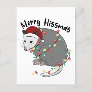 Cartão Postal De Festividades Possum Coma Lâmpadas de Natal Leves Feliz Hissmass