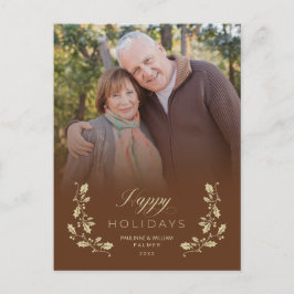 Cartão Postal De Festividades Postal Festiva Brown Whimsical Script Quote Photo 