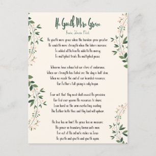 Cartão Postal De Festividades Postcard Annie Johnson Flint He Giveth More Grace