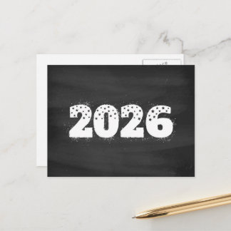 Cartão Postal De Festividades Postcard with text of 2026 on chalkboard. New year