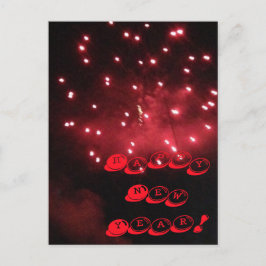 Cartão Postal De Festividades PostCards do Feliz ano novo Red Fireworks