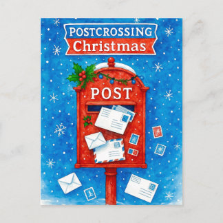 Cartão Postal De Festividades Postcrossing Christmas Watercolor Mailbox Postcard