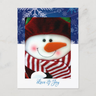 Cartão Postal De Festividades Pôster de Natal Homem de Neve Alegria Flocos de Ne