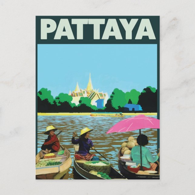 Cartão Postal De Festividades Poster de viagens de feriado Pattaya Tailândia (Frente)