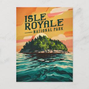 Cartão Postal De Festividades Poster do Parque Nacional de Isle Royale Retro