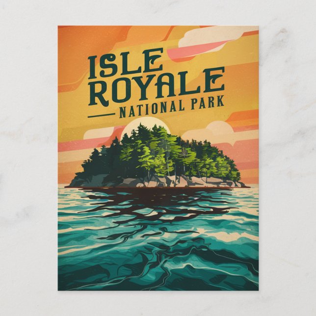 Cartão Postal De Festividades Poster do Parque Nacional de Isle Royale Retro (Frente)