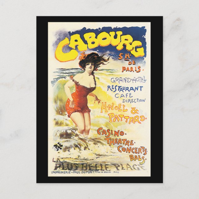 Cartão Postal De Festividades Poster romântico do feriado do viagem de Cabourg (Frente)
