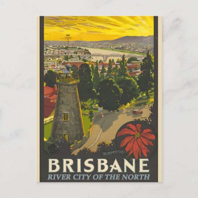 Cartão Postal De Festividades Poster vintage Brisbane (Frente)