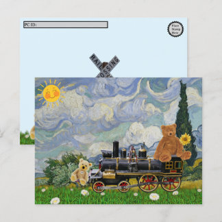 Cartão Postal De Festividades Posto - Ursos de Teddy Viajantes