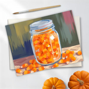 Cartão Postal De Festividades Pote de Balas de Milho   Feliz Halloween 