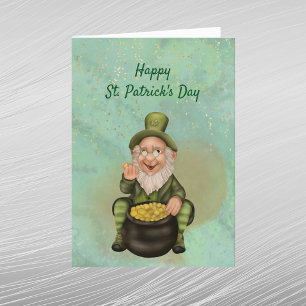 Cartão Postal De Festividades Pote Verde Leprechaun de Dia de São Patrício Doura