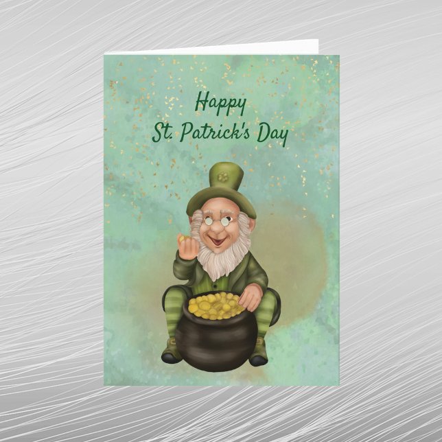 Cartão Postal De Festividades Pote Verde Leprechaun de Dia de São Patrício Doura (Criador carregado)