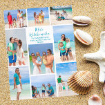 Cartão Postal De Festividades Praia da Colagem de Fotos da Família Chic Mele Kal<br><div class="desc">Foto personalizável da família de praia, fotográfica em colagem Cartaz de Natal com suas fotos tropicais favoritas ao sol. Adicione 9 das suas memórias favoritas das suas férias na ilha à costa. Um belo cartão postal de feriado costeiro com um layout de fotografia limpo e moderno e bonito roteiro azul....</div>