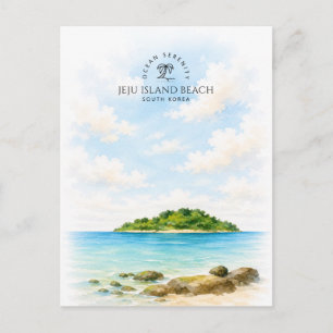 Cartão Postal De Festividades Praia da Ilha de Jeju – Coreano   Viagem em Aquare