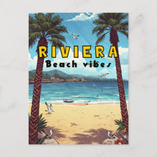 Cartão Postal De Festividades Praia da Riviera, verão europeu