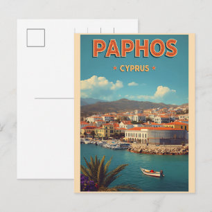 Cartão Postal De Festividades Praia de Pafos - Lembranças de viagem de Chipre