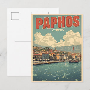 Cartão Postal De Festividades Praia de Pafos - Lembranças de viagem de Chipre