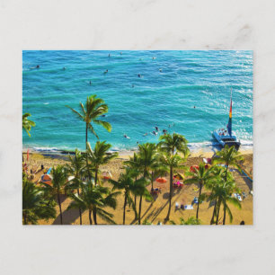 Cartão Postal De Festividades Praia de Waikiki