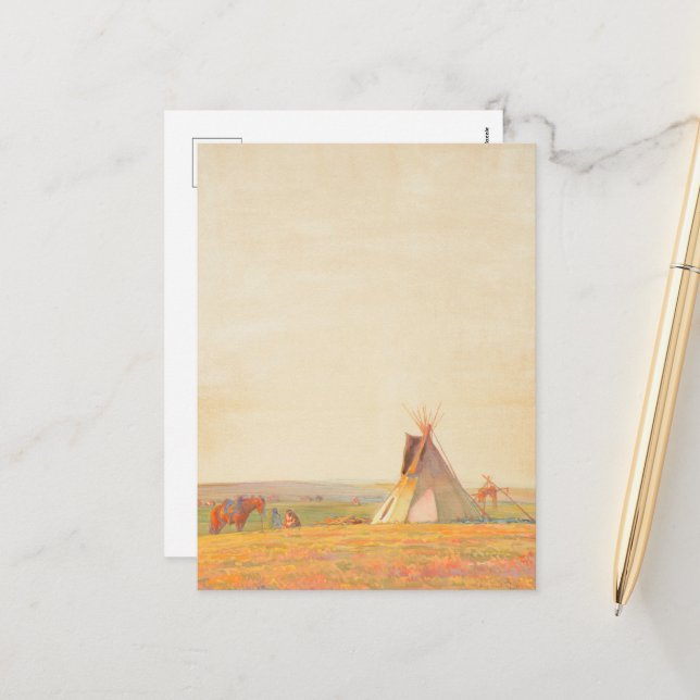 Cartão Postal De Festividades Prairie Evening por Maynard Dixon (Frente/Verso In Situ)