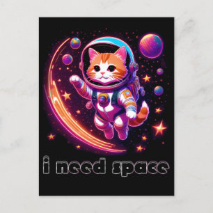 Cartão Postal De Festividades Preciso De Gato Espacial