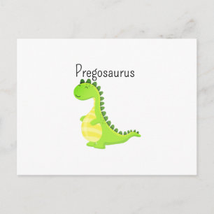 Cartão Postal De Festividades Pregosaurus Divertido Chá de Bebê Dinossauro Grávi