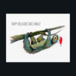 Cartão Postal De Festividades Preguiça do papai noel: Natal tardivo feliz!<br><div class="desc">Deixe esta preguiça adorável enviar seus cartões de natal tardivos! Apesar de tudo,  está movendo pouco lentamente este ano.</div>