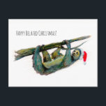 Cartão Postal De Festividades Preguiça do papai noel: Natal tardivo feliz!<br><div class="desc">Deixe esta preguiça adorável enviar seus cartões de natal tardivos! Apesar de tudo,  está movendo pouco lentamente este ano.</div>