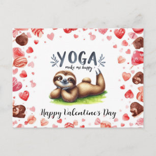 Cartão Postal De Festividades Preguiça na aula de Yoga no Dia dos Namorados 