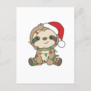 Cartão Postal De Festividades Preguiça Natal Animais de Inverno Preguiças