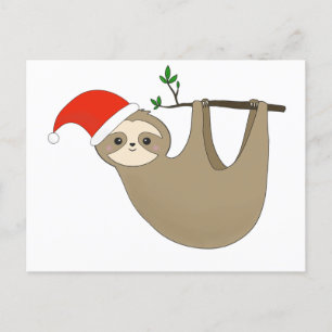 Cartão Postal De Festividades preguiça papai noel