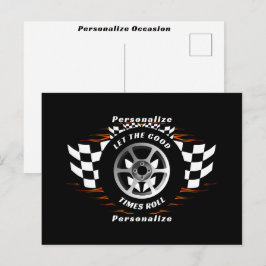 Cartão Postal De Festividades Presente Bandeira de Xadrez de Corrida de Carros p