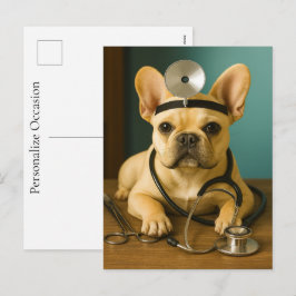 Cartão Postal De Festividades Presente de Cachorro Médico Bulldog Francês Desejo