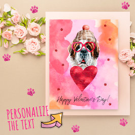 Cartão Postal De Festividades Presente de Dia dos Namorados Cachorro São Bernard